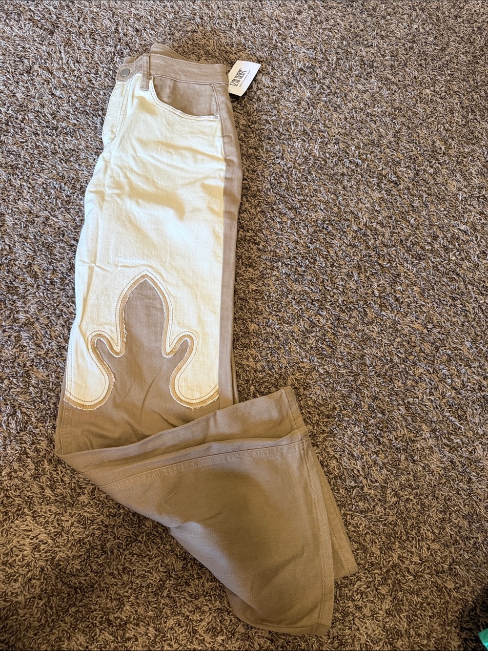 12th tribe -Tone Beige & Cream Women’s Jeans with Decorative Stitching